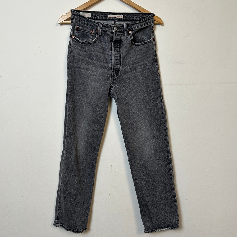 Levi's Premium Ribcage Straight Ankle Jeans Gray Wash Size 27